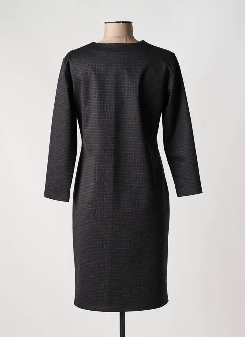 Robe mi-longue imprimé fantaisie manches longues noir GEVANA femme