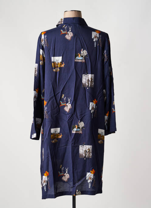 Robe mi-longue imprimé fantaisie manches longues bleu NICE THINGS femme