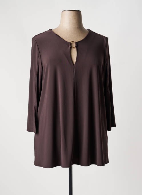 Top tissage jersey manches 3/4 marron JOSEPH RIBKOFF femme