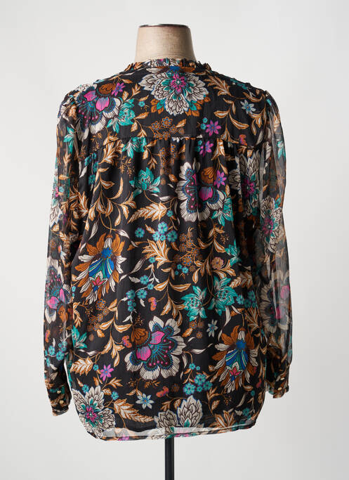 Chemisier imprimé fleurs manches longues noir ELORA femme