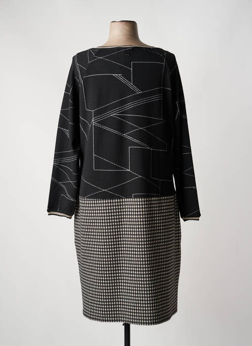 Robe mi-longue imprimé fantaisie manches longues noir FRED SABATIER femme