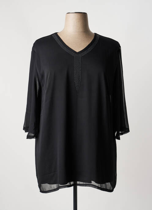 Tunique manches longues tissage crêpe noir GRIFFON femme