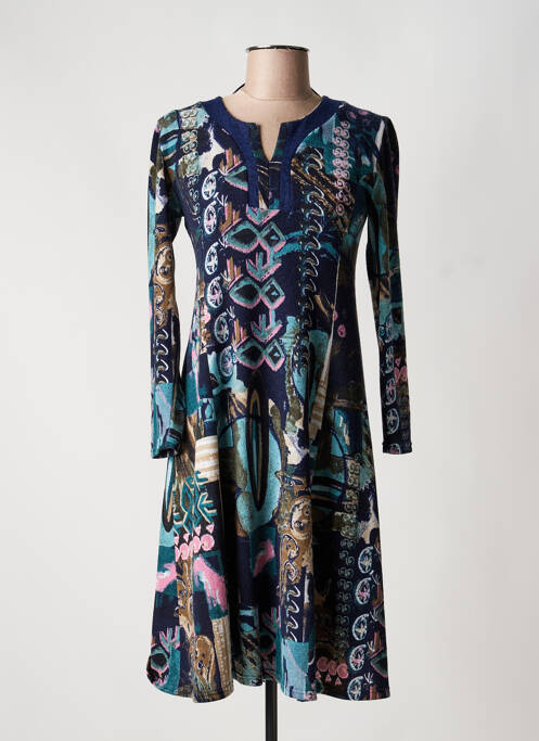Robe mi-longue bleu GEVANA femme