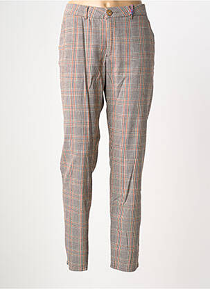 Pantalon chino fermeture zippée sous rabat boutonné taille normale orange KANOPE femme