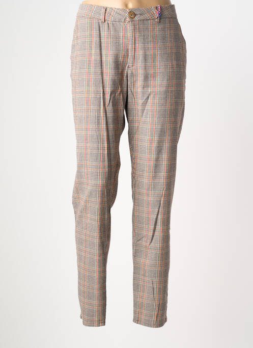 Pantalon chino fermeture zippée sous rabat boutonné taille normale orange KANOPE femme