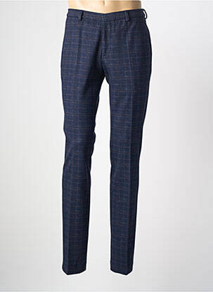Pantalon slim tissage chiné taille haute bleu LUIGI MORINI homme