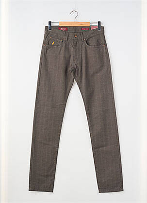 Pantalon slim fermeture zippée sous rabat boutonné taille normale gris MCS homme