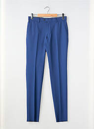 Pantalon slim fermeture zippée sous rabat avec crochet taille basse bleu LUIGI MORINI homme
