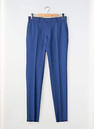 Pantalon slim fermeture zippée sous rabat avec crochet taille basse bleu LUIGI MORINI homme