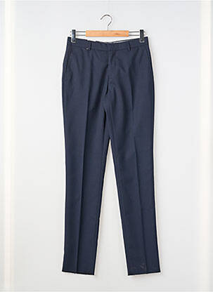 Pantalon slim taille à pinces taille haute bleu LUIGI MORINI homme