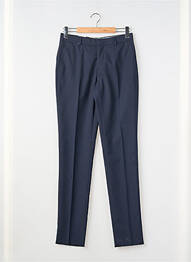 Pantalon slim taille à pinces taille haute bleu LUIGI MORINI homme
