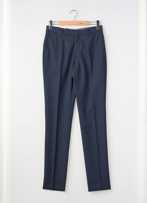 Pantalon slim taille à pinces taille haute bleu LUIGI MORINI homme