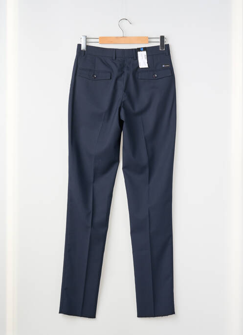 Pantalon slim taille à pinces taille haute bleu LUIGI MORINI homme