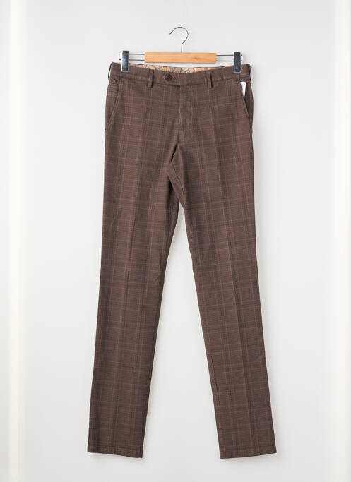 Pantalon droit fermeture zippée sous rabat avec crochet taille normale marron MEYER homme