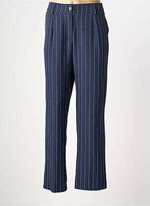 Pantalon droit taille à pinces taille haute bleu HALOGENE femme