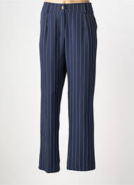 Pantalon droit tissage crêpe taille haute bleu HALOGENE femme