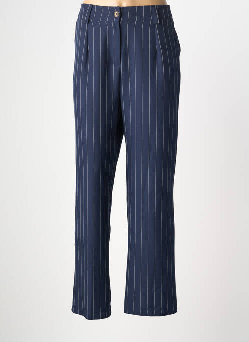 Pantalon droit tissage crêpe taille haute bleu HALOGENE femme