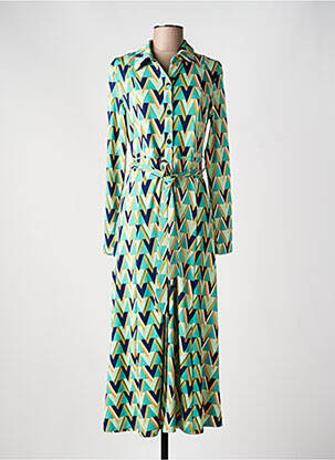 Robe longue manches longues manches longues vert BY SWAN femme