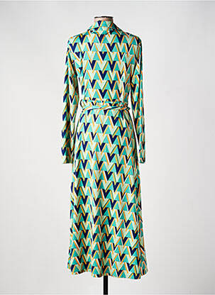 Robe longue manches longues manches longues vert BY SWAN femme
