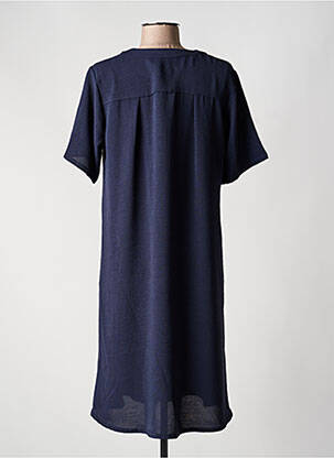Robe mi-longue tissage crêpe manches courtes bleu NIKI MODE femme