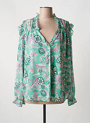 Chemisier coupe cintrée manches longues vert INDIE+MOI femme