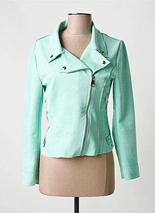 Veste casual tissage suedine bleu JOLIFLY femme