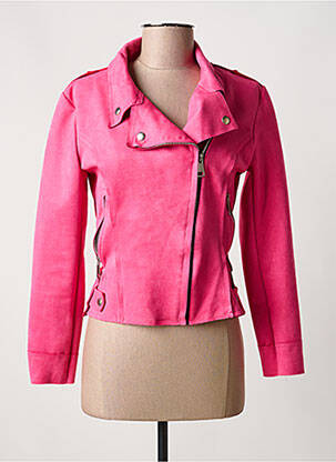 Veste casual tissage suedine rose JOLIFLY femme