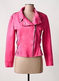 Veste casual tissage suedine rose JOLIFLY femme