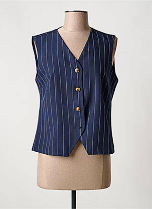 Gilet sans manche imprimé rayures bleu HALOGENE femme