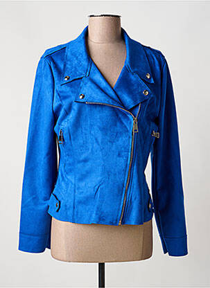 Veste casual tissage suedine bleu JOLIFLY femme
