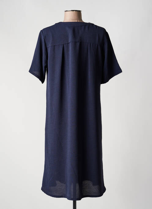 Robe mi-longue tissage crêpe manches courtes bleu NIKI MODE femme