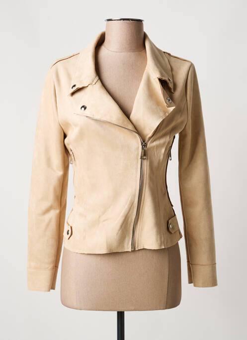 Veste casual tissage suedine beige JOLIFLY femme