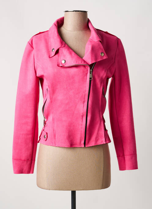 Veste casual tissage suedine rose JOLIFLY femme