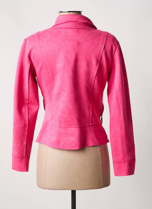 Veste casual tissage suedine rose JOLIFLY femme