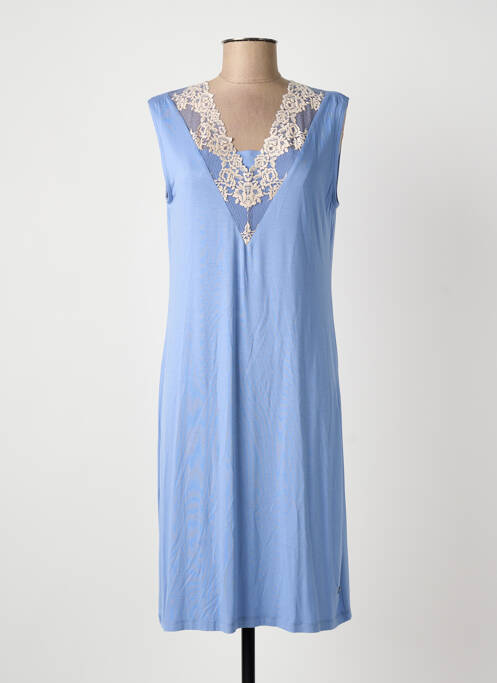 Chemise de nuit col v bleu PASTUNETTE femme