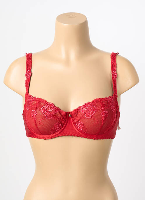 Soutien-gorge effet matière satinée haut soutien-gorge balconnet rouge SECRET D'EVA femme