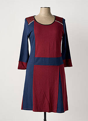 Robe mi-longue manches longues manches longues rouge MALOKA femme