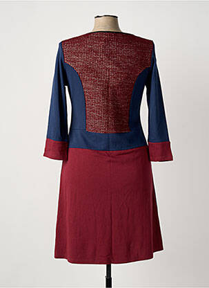 Robe mi-longue manches longues manches longues rouge MALOKA femme