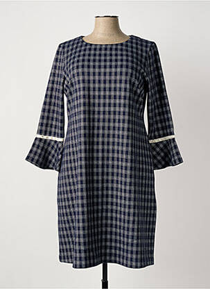 Robe mi-longue manches longues manches longues bleu SENORETTA femme