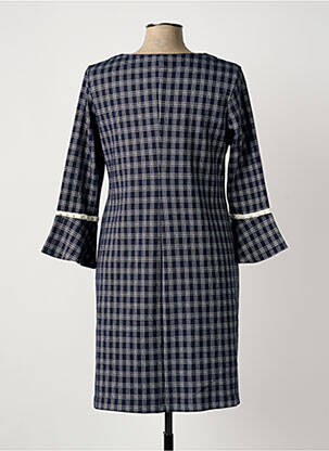 Robe mi-longue manches longues manches longues bleu SENORETTA femme