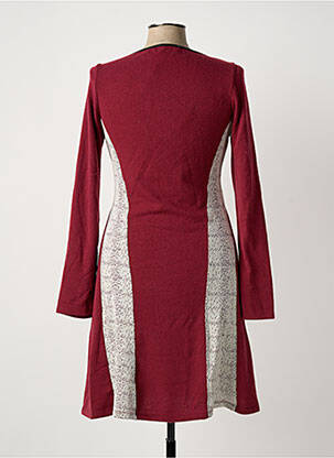 Robe mi-longue manches longues manches longues rouge MALOKA femme