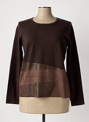 Pull coupe cintrée manches longues marron TRIPODE femme