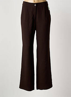 Pantalon droit tissage crêpe taille haute marron MODISSIMO femme