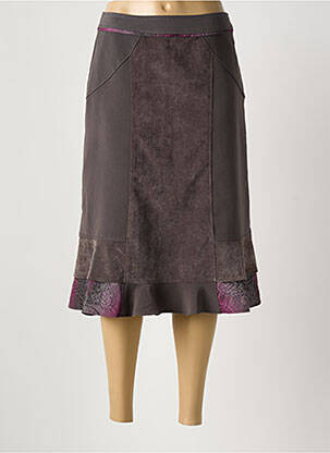Jupe mi-longue taille à pinces gris LEWINGER femme