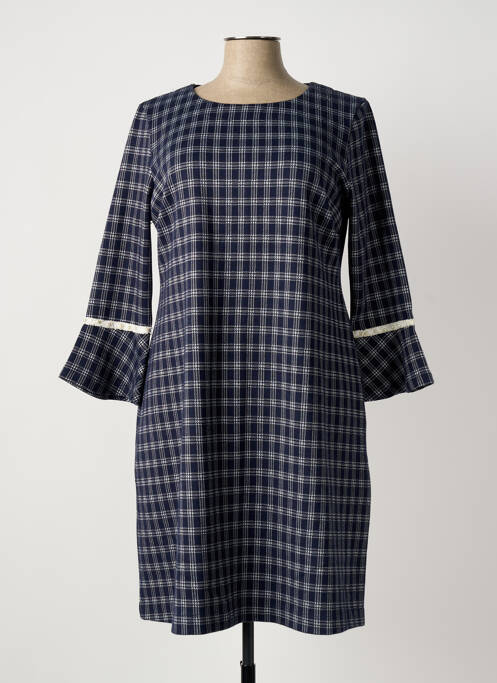 Robe mi-longue manches longues manches longues bleu SENORETTA femme