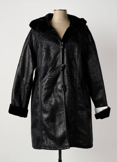 Manteau long coupe cintrée a capuche noir EL INTERNATIONALE femme