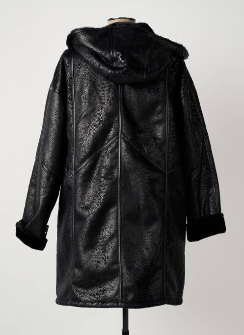 Manteau long coupe cintrée a capuche noir EL INTERNATIONALE femme