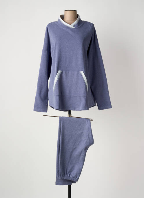 Pyjama col v bleu SENORETTA femme