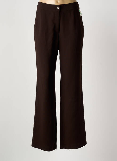 Pantalon droit taille à pinces taille haute marron MODISSIMO femme