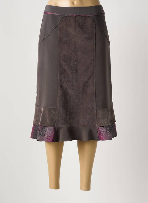 Jupe mi-longue taille à pinces gris LEWINGER femme